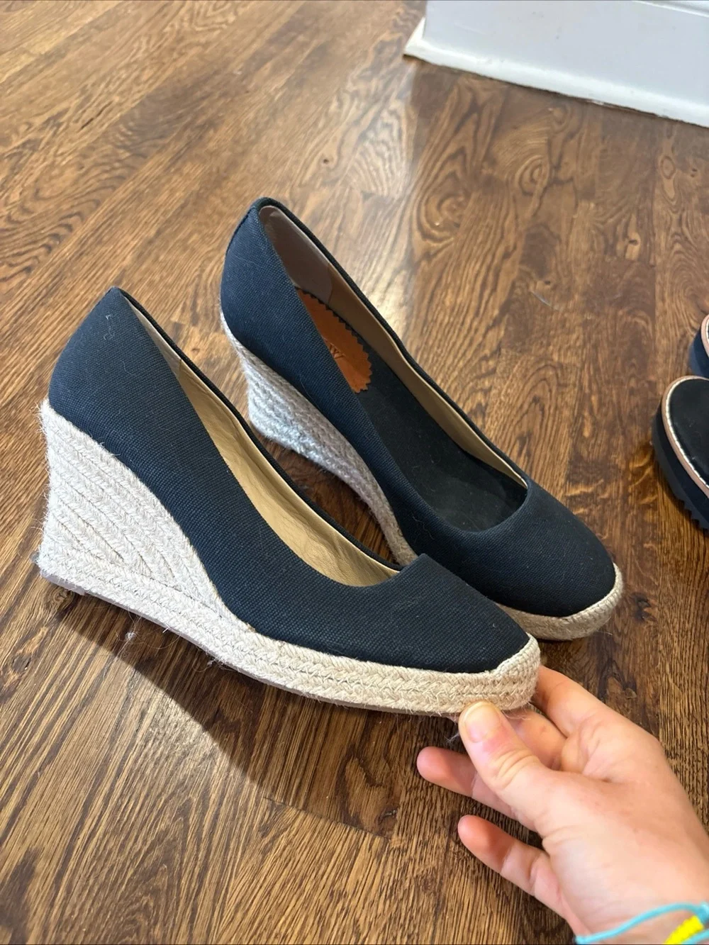 J. Crew Black Espadrille Wedge Pumps - Women's